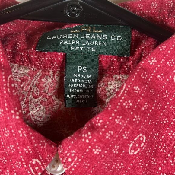Lauren Ralph Lauren vintage large western red/white paisley/floral shirt - Picture 4 of 5